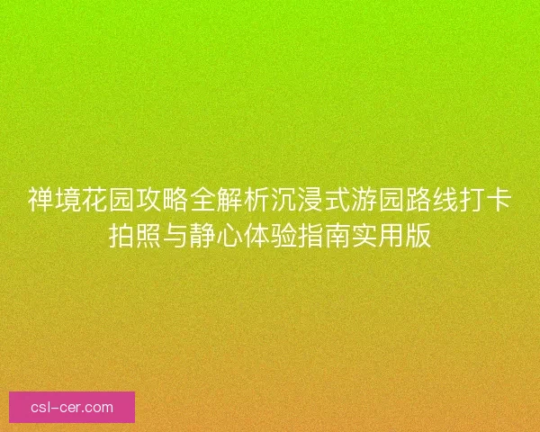 禅境花园攻略全解析沉浸式游园路线打卡拍照与静心体验指南实用版
